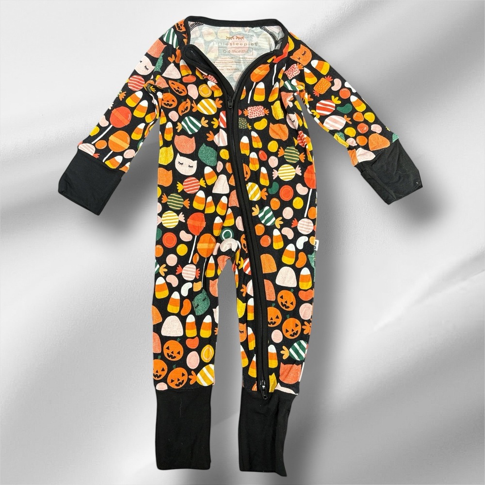 Little Sleepies 0-3M Halloween Candy Print Bamboo Viscose Zipper Pajamas Romper